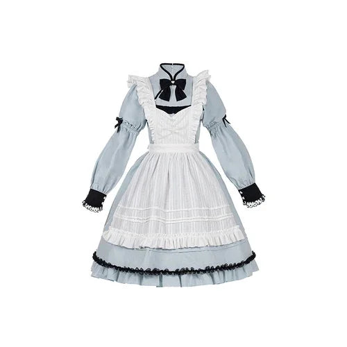 Original Chinese Cotton Velvet Stitching Apron Lolita Dress - White / S - All Dresses - Dresses - 6 - 2024