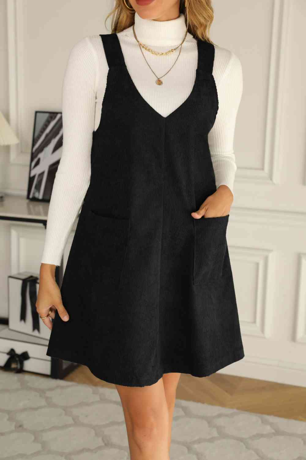 Overall Dress with Pockets - Black / S - All Dresses - Dresses - 4 - 2024