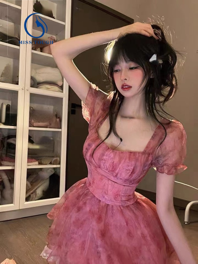 Pink Floral Short Party Dress - All Dresses - Dresses - 6 - 2024