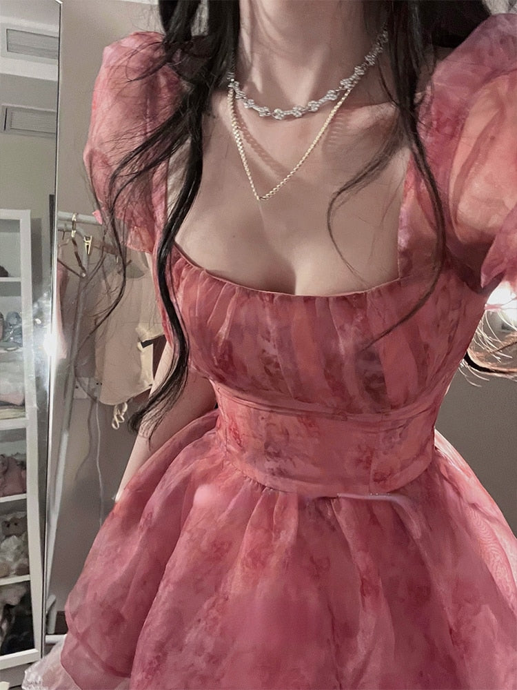 Pink Floral Short Party Dress - All Dresses - Dresses - 3 - 2024