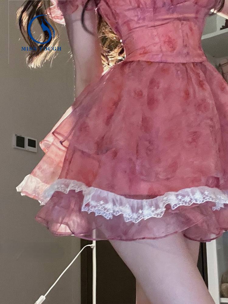 Pink Floral Short Party Dress - All Dresses - Dresses - 16 - 2024