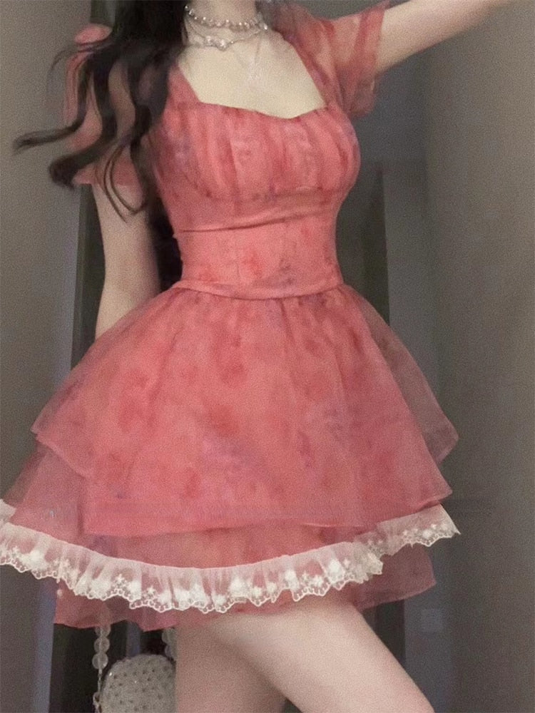 Pink Floral Short Party Dress - All Dresses - Dresses - 2 - 2024