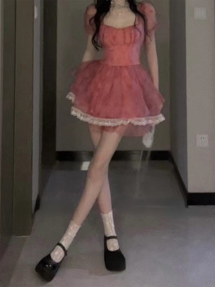 Pink Floral Short Party Dress - All Dresses - Dresses - 5 - 2024