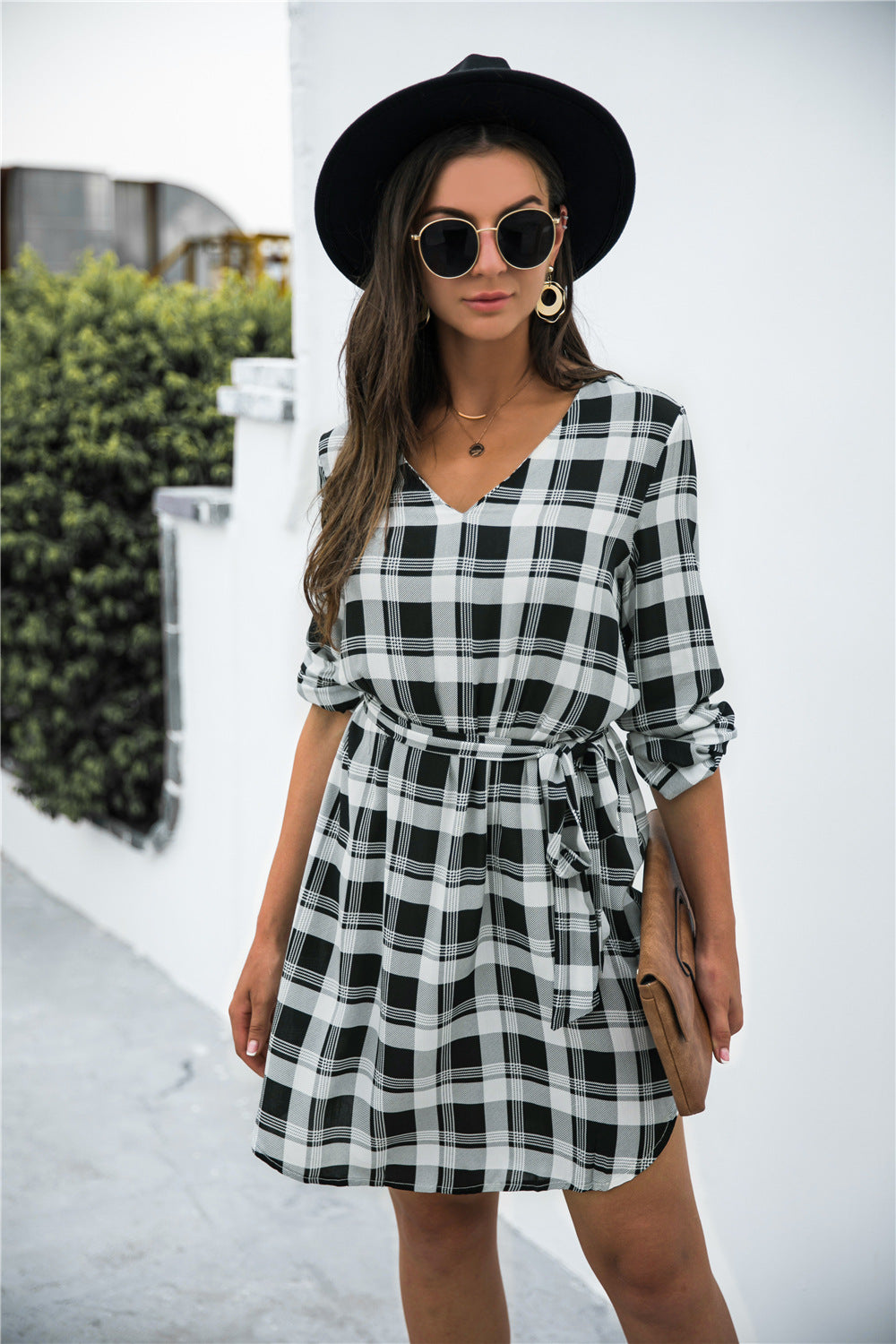 Plaid V-Neck Tie Waist Dress - All Dresses - Dresses - 4 - 2024