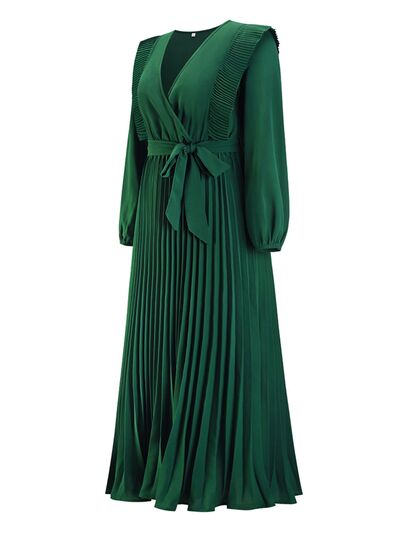 Pleated Surplice Tie Waist Maxi Dress - All Dresses - Dresses - 5 - 2024