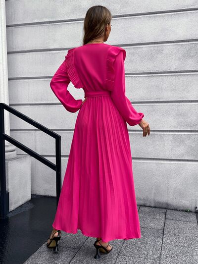 Pleated Surplice Tie Waist Maxi Dress - All Dresses - Dresses - 27 - 2024