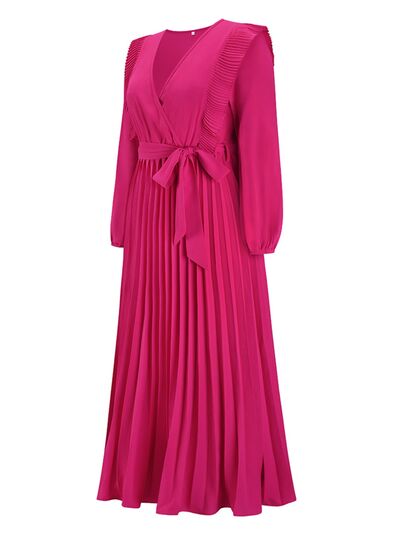 Pleated Surplice Tie Waist Maxi Dress - All Dresses - Dresses - 29 - 2024