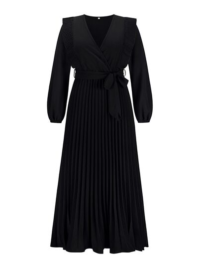 Pleated Surplice Tie Waist Maxi Dress - All Dresses - Dresses - 10 - 2024