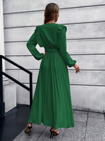 Pleated Surplice Tie Waist Maxi Dress - All Dresses - Dresses - 3 - 2024