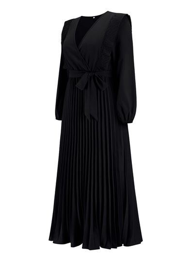 Pleated Surplice Tie Waist Maxi Dress - All Dresses - Dresses - 11 - 2024