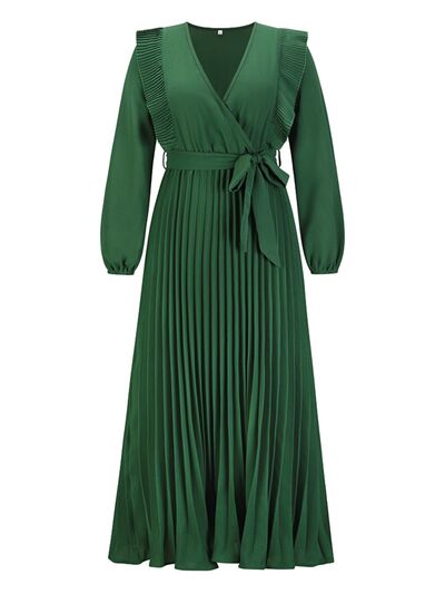 Pleated Surplice Tie Waist Maxi Dress - All Dresses - Dresses - 4 - 2024