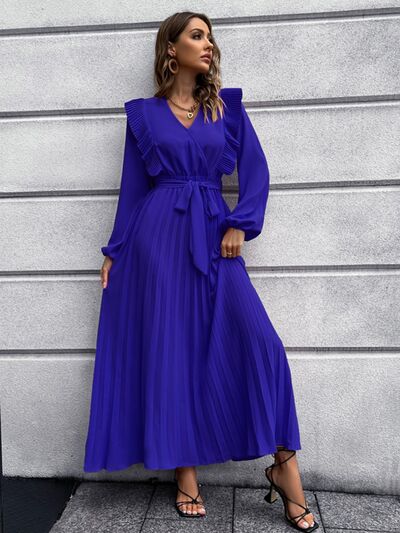 Pleated Surplice Tie Waist Maxi Dress - All Dresses - Dresses - 20 - 2024