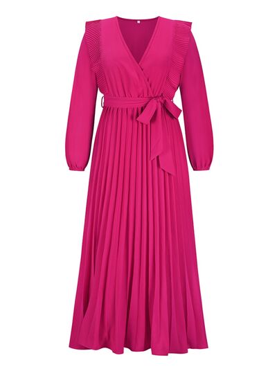 Pleated Surplice Tie Waist Maxi Dress - All Dresses - Dresses - 28 - 2024