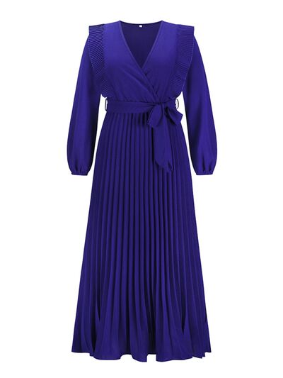 Pleated Surplice Tie Waist Maxi Dress - All Dresses - Dresses - 22 - 2024