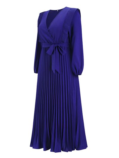 Pleated Surplice Tie Waist Maxi Dress - All Dresses - Dresses - 23 - 2024