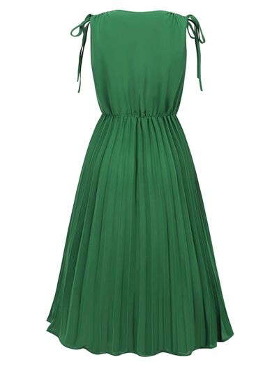 Pleated V-Neck Sleeveless Midi Dress - All Dresses - Dresses - 7 - 2024