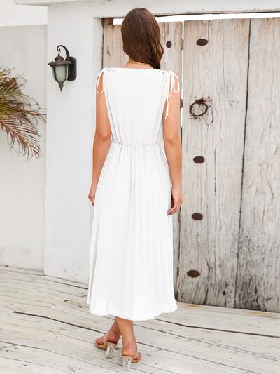 Pleated V-Neck Sleeveless Midi Dress - All Dresses - Dresses - 11 - 2024