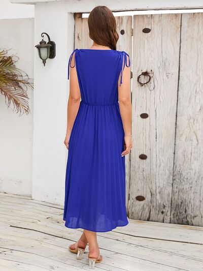 Pleated V-Neck Sleeveless Midi Dress - All Dresses - Dresses - 33 - 2024