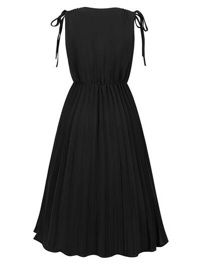Pleated V-Neck Sleeveless Midi Dress - All Dresses - Dresses - 21 - 2024