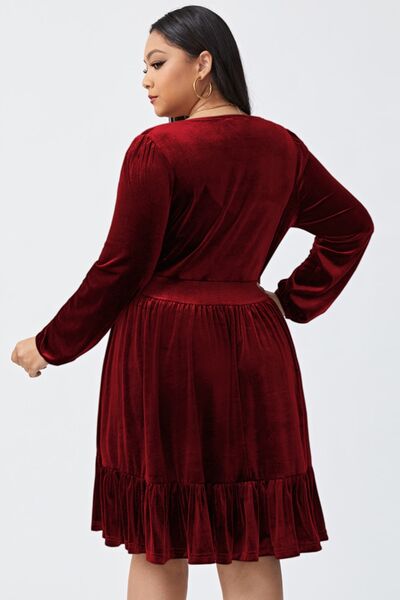 Plus Size Plunge Long Sleeve Mini Dress - All Dresses - Dresses - 2 - 2024