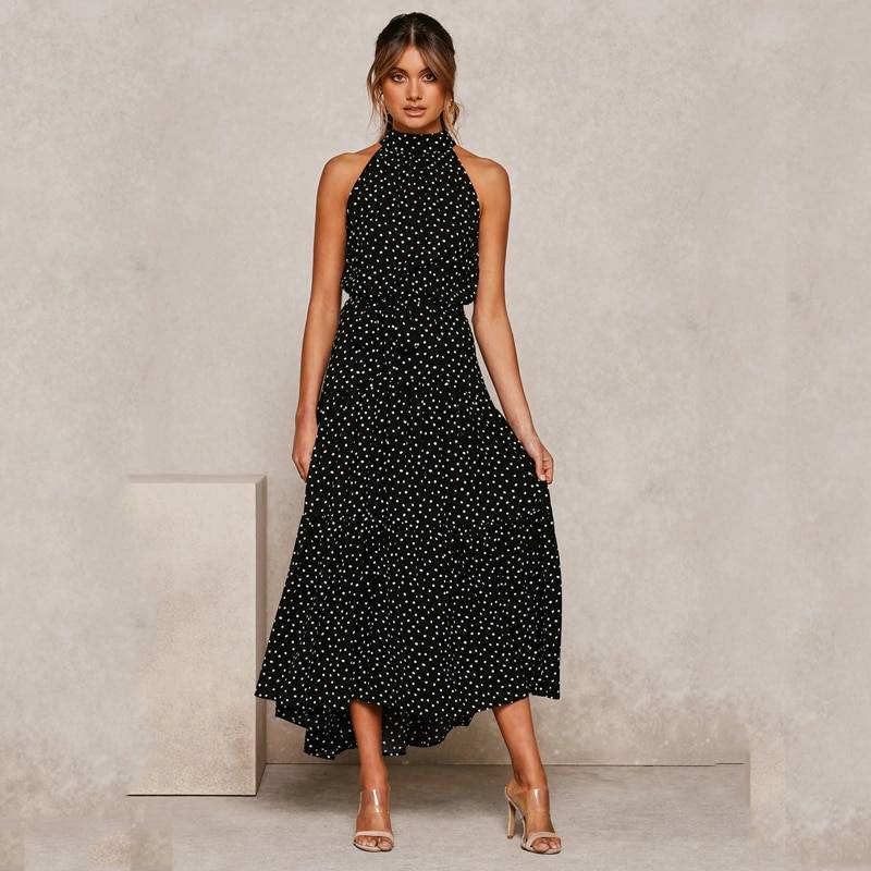 Polka Dot Halter Dress - Black / XL - All Dresses - Clothing - 58 - 2024