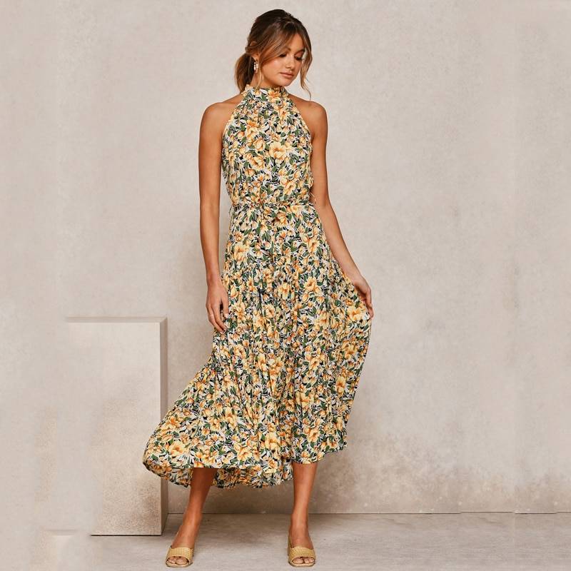 Polka Dot Halter Dress - Light Yellow / XL - All Dresses - Clothing - 62 - 2024