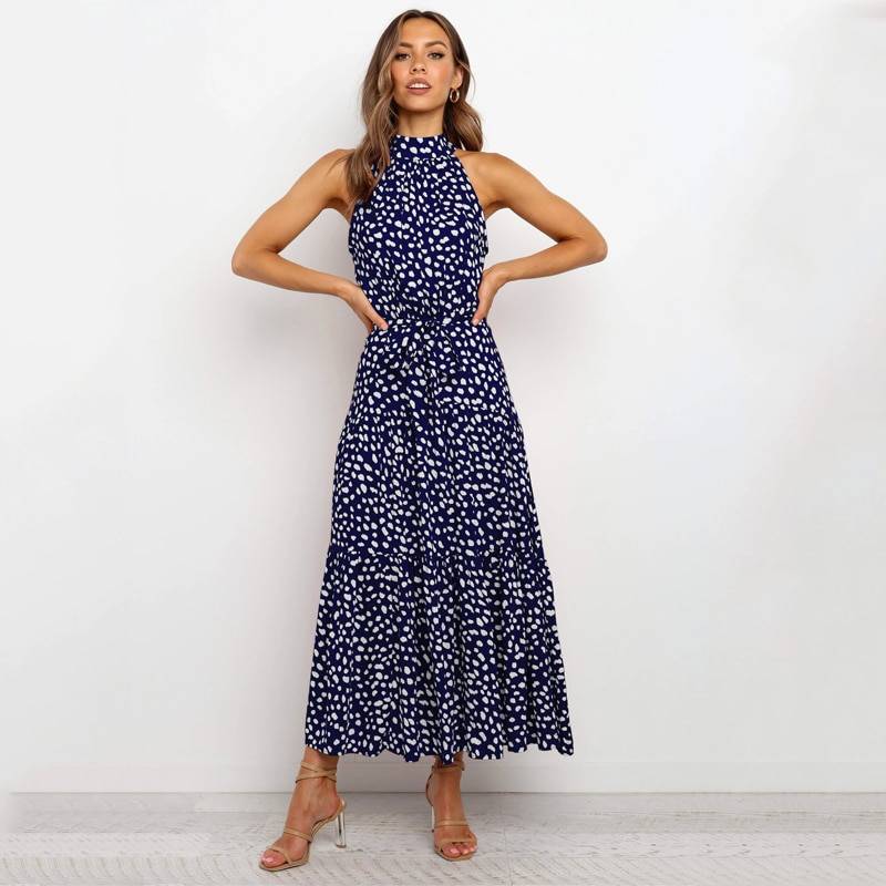 Polka Dot Halter Dress - Blue / XL - All Dresses - Clothing - 57 - 2024