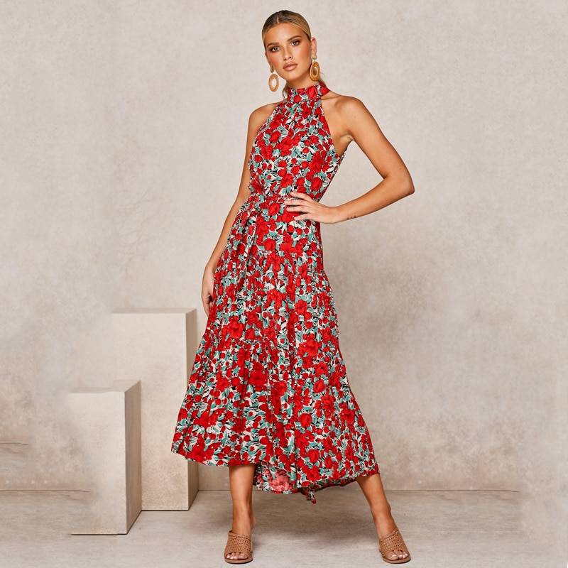 Polka Dot Halter Dress - Floral / XL - All Dresses - Clothing - 63 - 2024