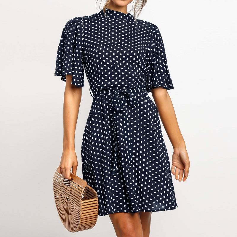 Polka Dot Mini Dress - Blue / M - All Dresses - Clothing - 13 - 2024