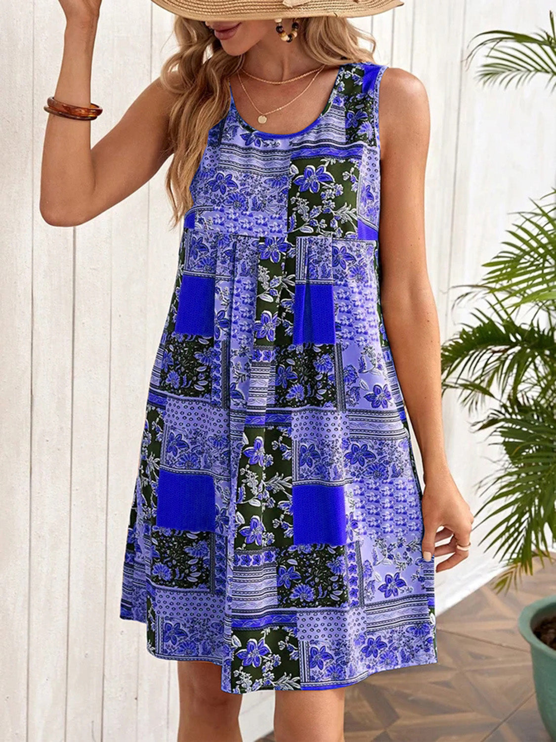 Printed Sleeveless Mini Dress - Blue / S - All Dresses - Dresses - 5 - 2024