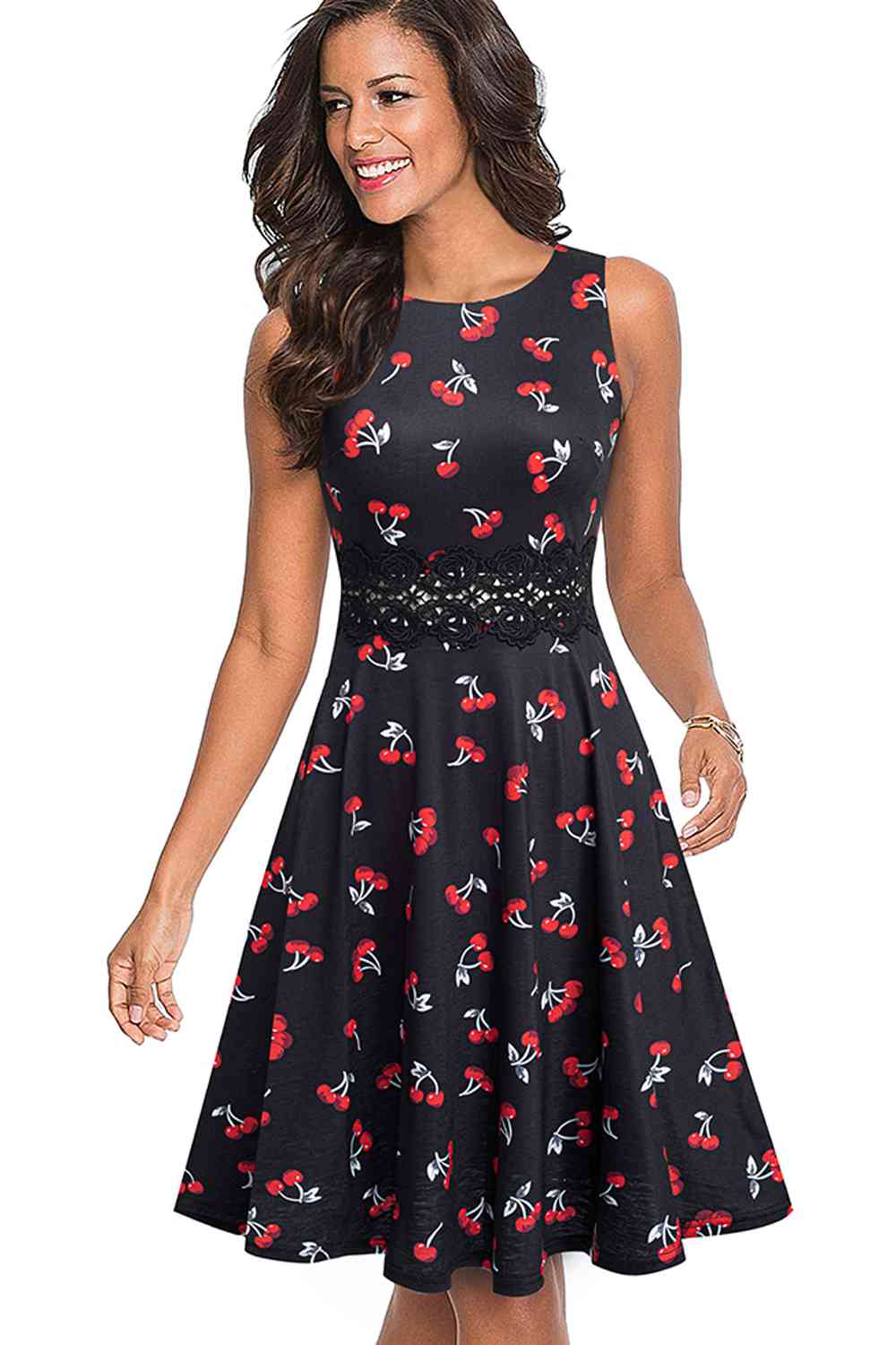 Printed Smocked Waist Sleeveless Dress - Deep Red / S - All Dresses - Dresses - 16 - 2024
