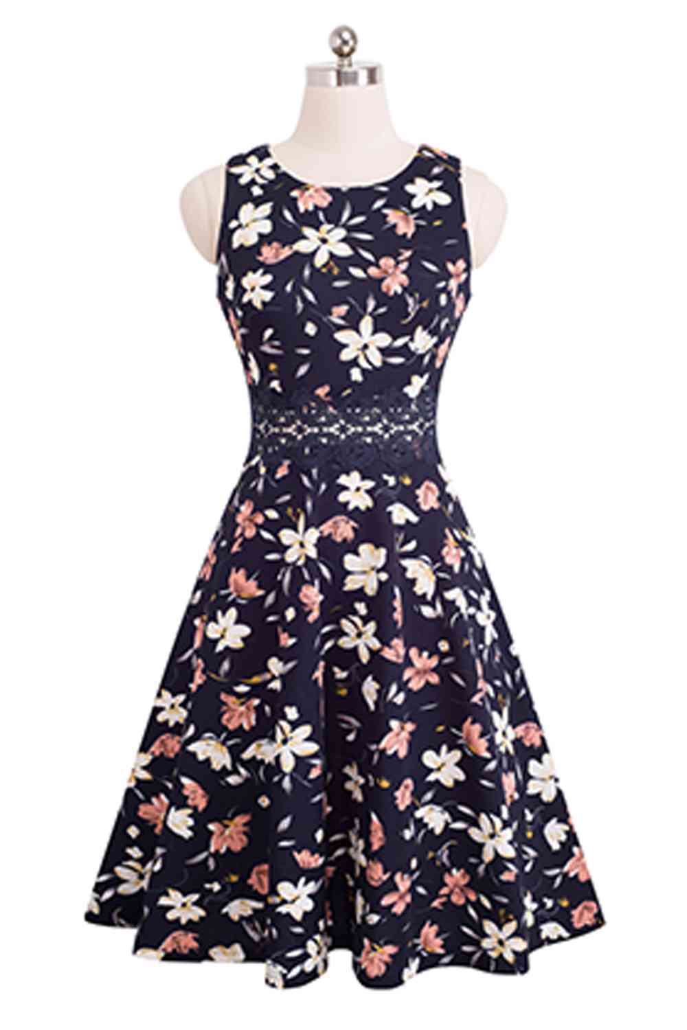 Printed Smocked Waist Sleeveless Dress - French Blue / S - All Dresses - Dresses - 25 - 2024