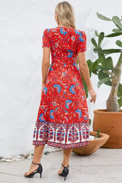 Printed Surplice Short Sleeve Dress - All Dresses - Dresses - 8 - 2024