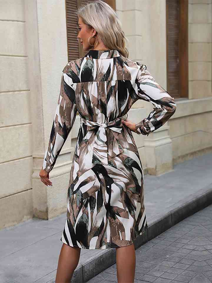 Printed V-Neck Long Sleeve Mini Dress - All Dresses - Dresses - 2 - 2024