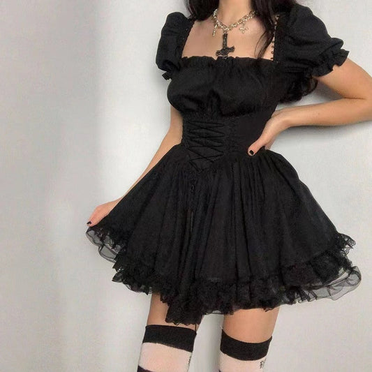 Puff Sleeve High Waist Vintage Lolita Dress - All Dresses - Clothing - 1 - 2024
