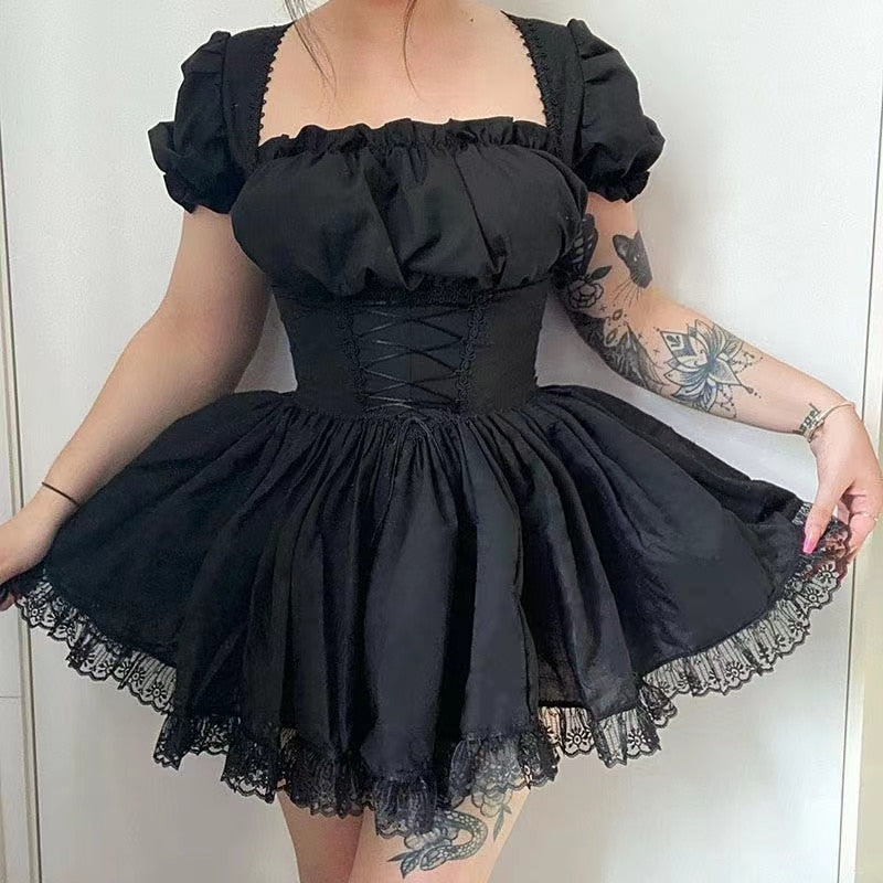 Puff Sleeve High Waist Vintage Lolita Dress - All Dresses - Clothing - 2 - 2024