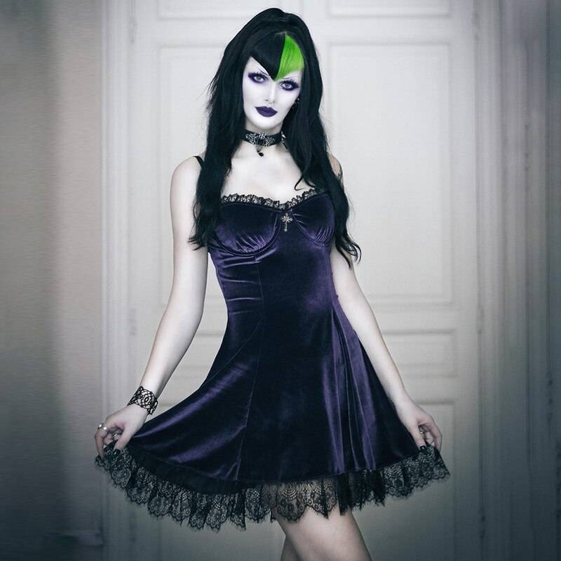 Purple Black Gothic Dress - All Dresses - Shirts & Tops - 14 - 2024