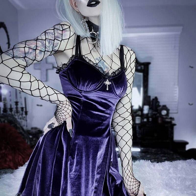 Purple Black Gothic Dress - All Dresses - Shirts & Tops - 9 - 2024