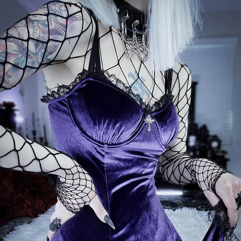 Purple Black Gothic Dress - All Dresses - Shirts & Tops - 2 - 2024