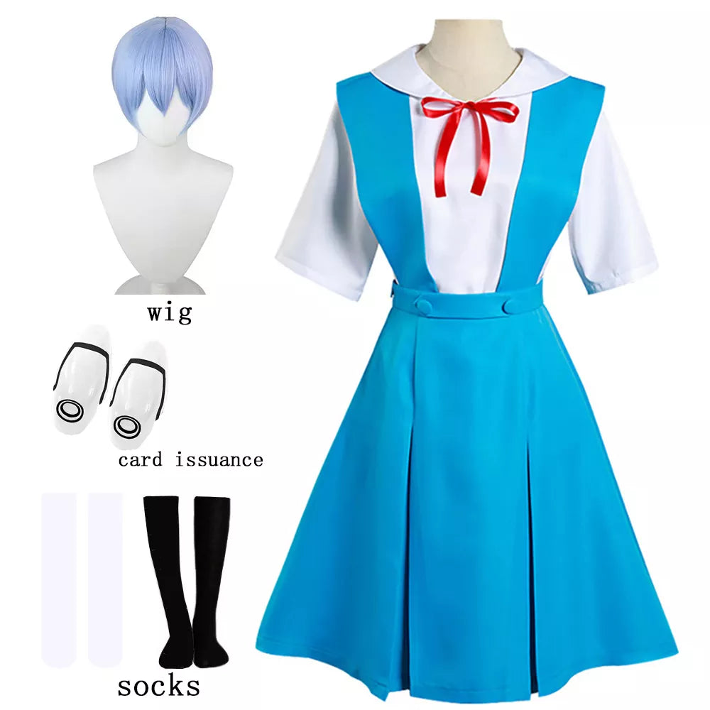 Rei Ayanami & Asuka Langley Soryu Cosplay Costume - School Uniform Dresses - Ivory / XS / CN | Asuka Langley Soryu