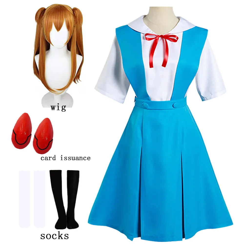 Rei Ayanami & Asuka Langley Soryu Cosplay Costume - School Uniform Dresses - green / XS / CN | Asuka Langley Soryu