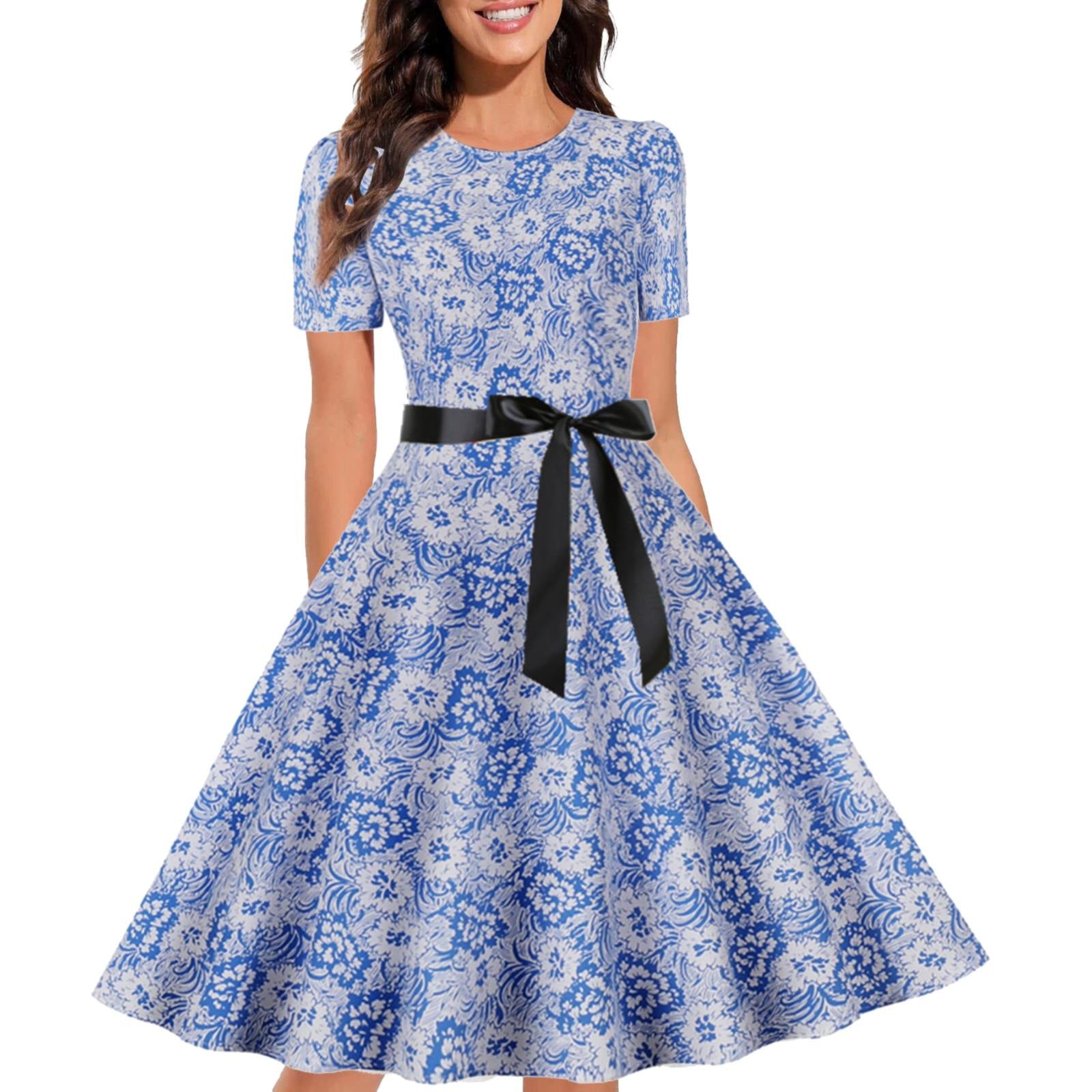 Retro Chic Vintage Print Dress - Carolina / M - All Dresses - Dresses - 19 - 2024