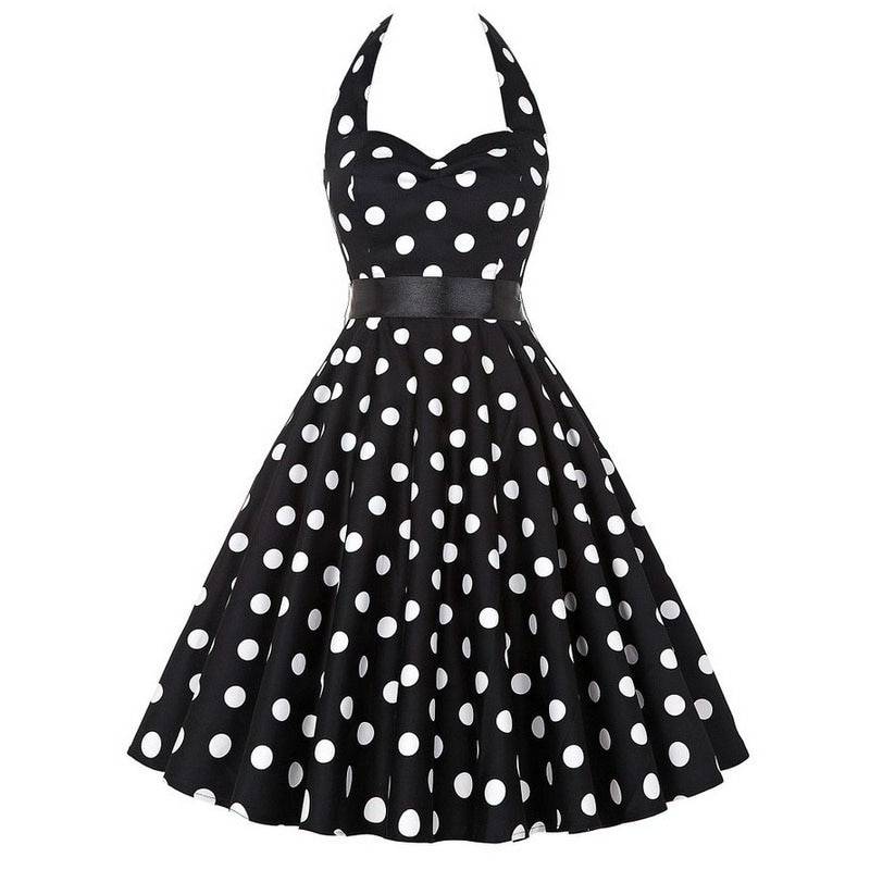 Retro Polka Dot Dress - Charcoal / XL - All Dresses - Dresses - 24 - 2024