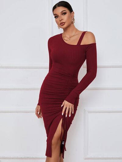Ribbed Ruched Drawstring Wrap Dress - All Dresses - Dresses - 11 - 2024