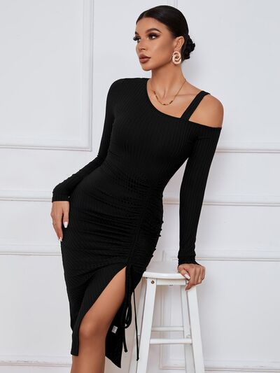 Ribbed Ruched Drawstring Wrap Dress - All Dresses - Dresses - 8 - 2024