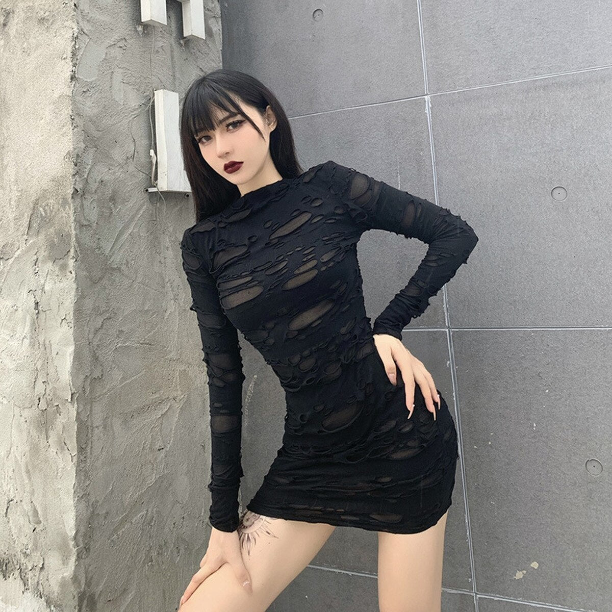 Ripped Gothic Black Mini Dress - Black / S / Nearest Warehouse - All Dresses - Dresses - 8 - 2024