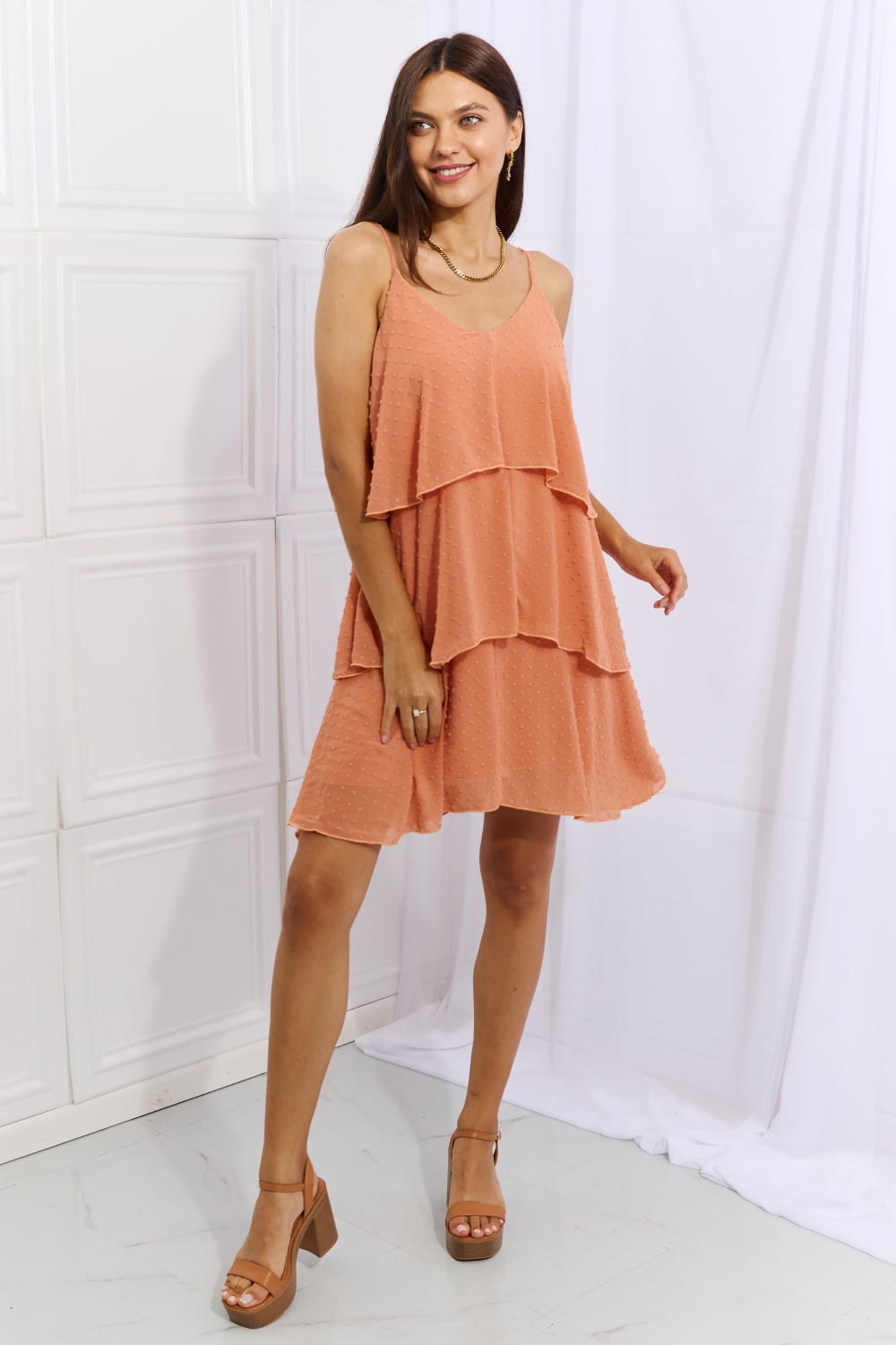 By The River Full Size Cascade Ruffle Style Cami Dress in Sherbet - All Dresses - Dresses - 4 - 2024