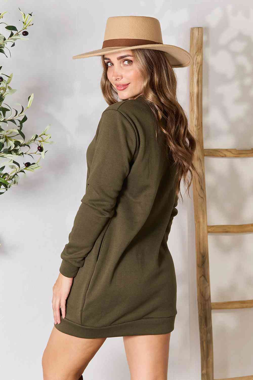 Round Neck Long Sleeve Mini Dress with Pockets - All Dresses - Dresses - 4 - 2024