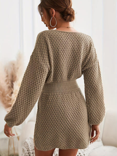 Round Neck Long Sleeve Sweater Dress - All Dresses - Dresses - 2 - 2024