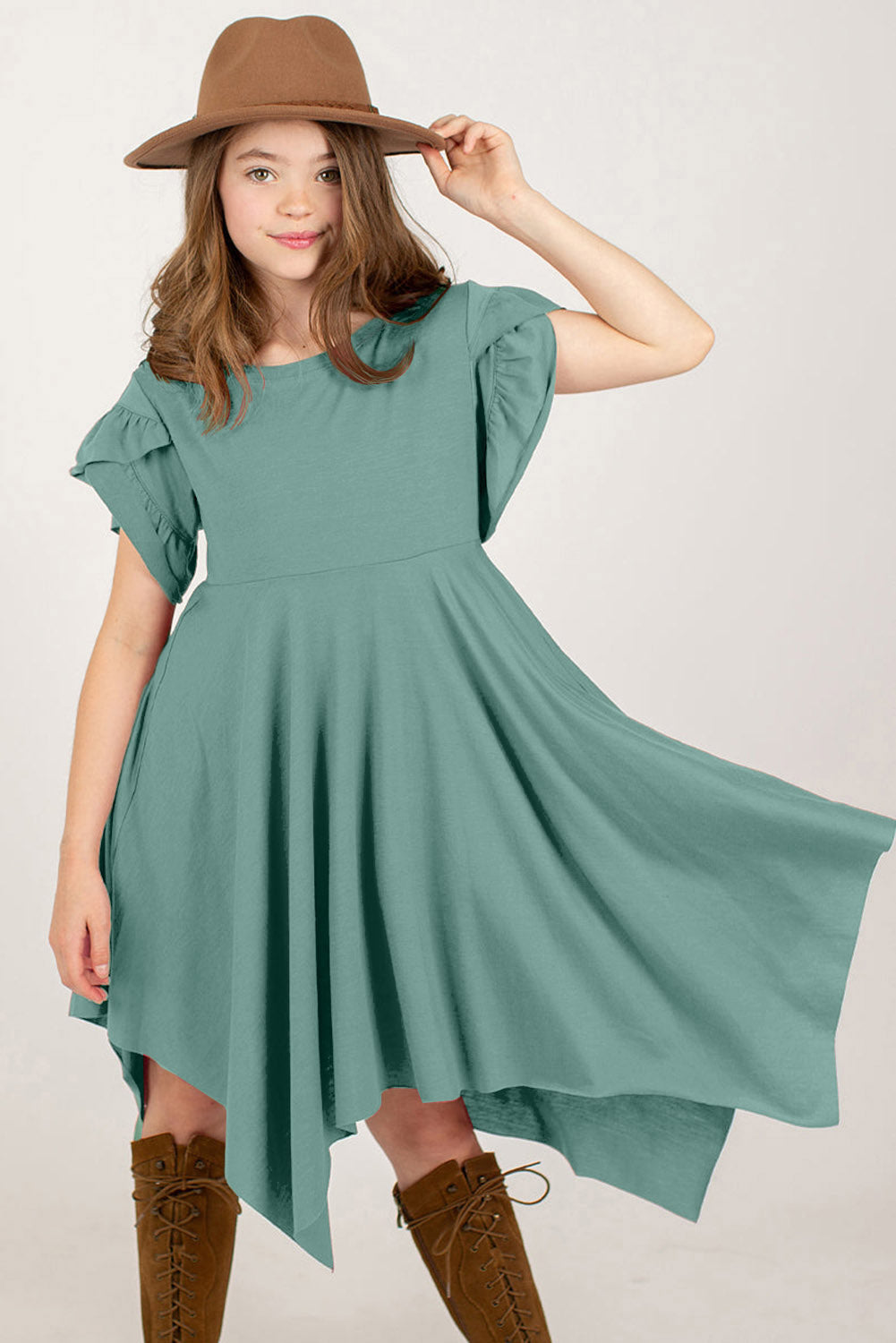 Round Neck Petal Sleeve Dress - All Dresses - Dresses - 6 - 2024